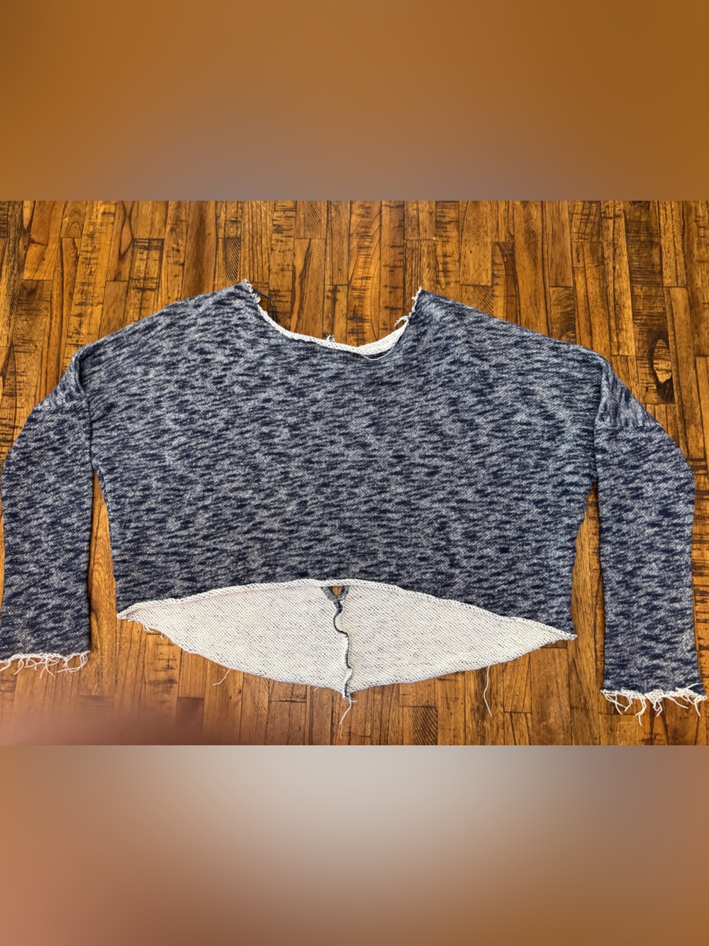 Cotton Candy Heathered Navy Cropped Knit Sweater Size Small